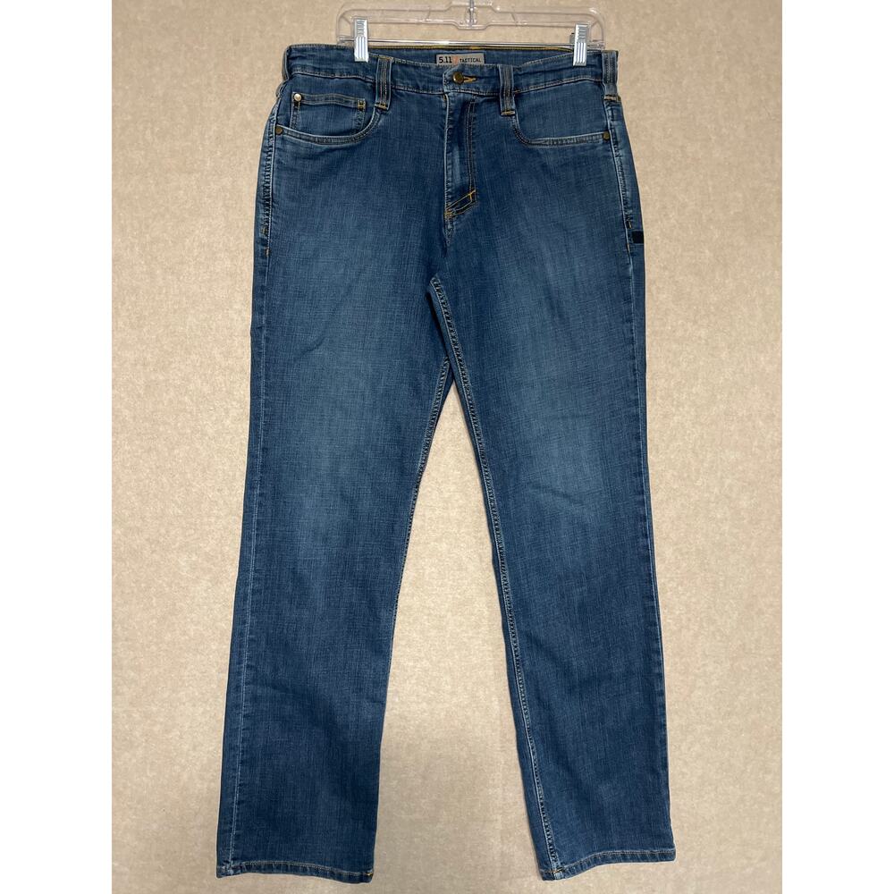 5.11 Men's Straight Fit Defender-Flex Jean, Stone Wash Indigo, Size 34" x 34"